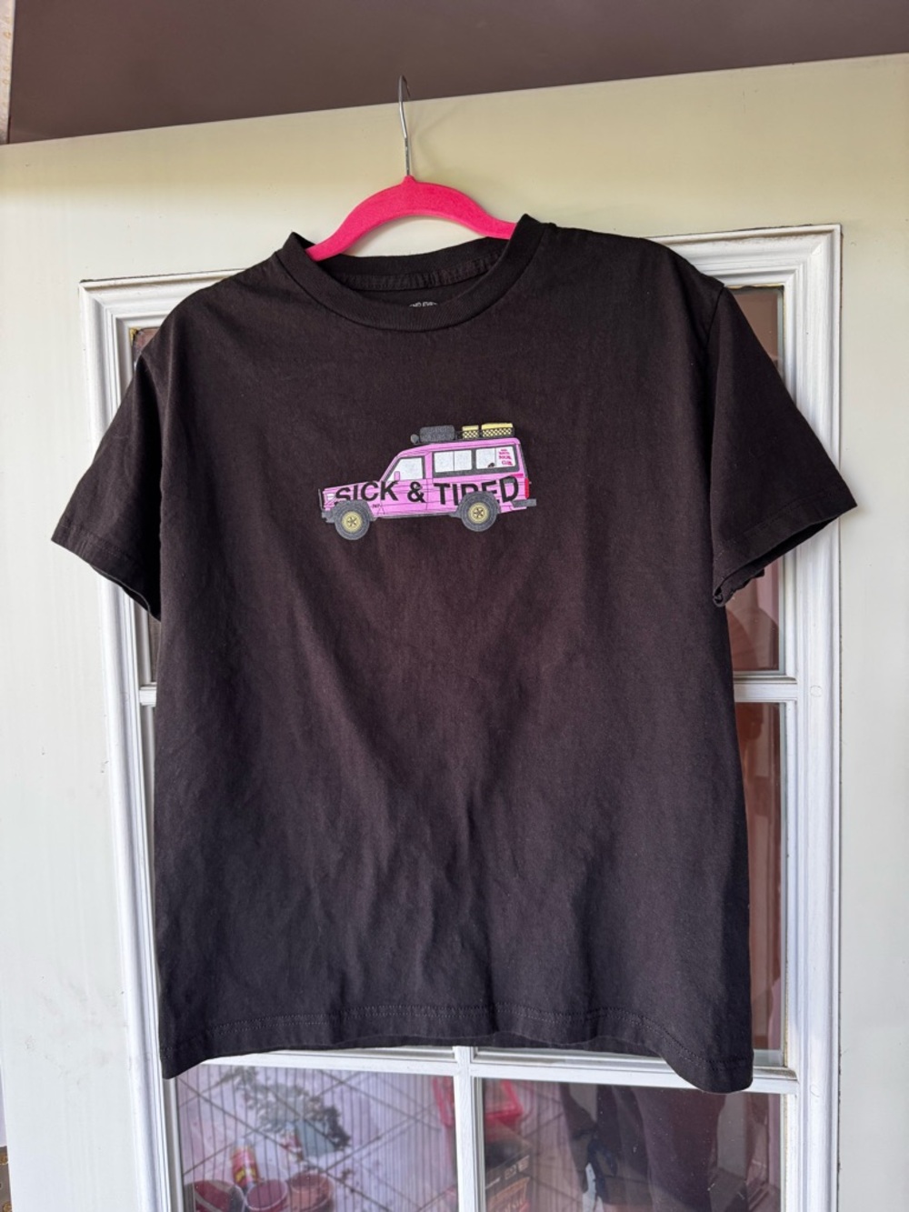 Anti Social Social Club Black Tee with Pink Van Graphic